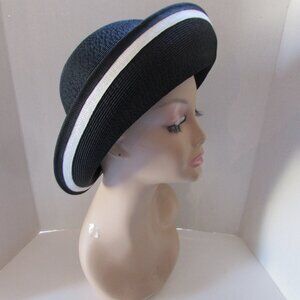 Vintage Black White Rolled Brim Hat Marshall Field Company
